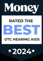 Money Magazine Best OTC Hearing Aids 2024 badge.